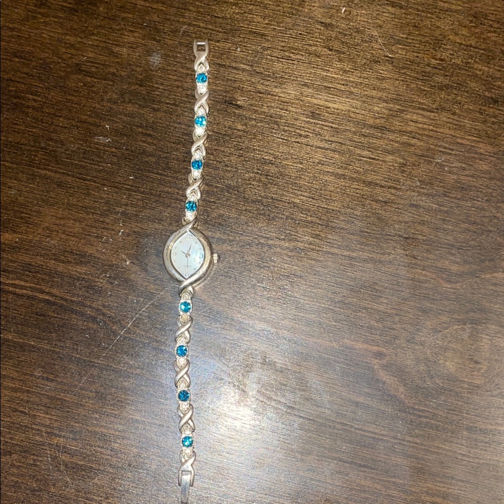 Elegant Avon Silver and Blue Women's Bracelet Watch